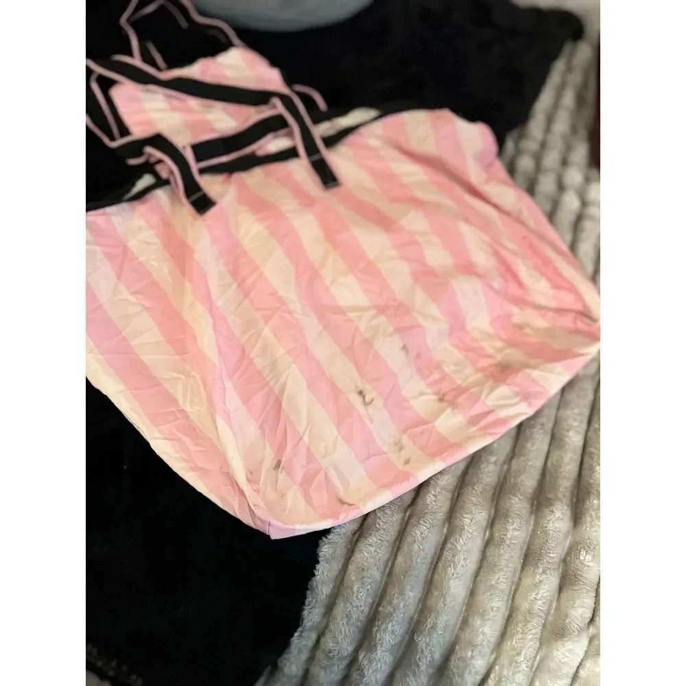 Victorias secret packable tote shopper signature stripe